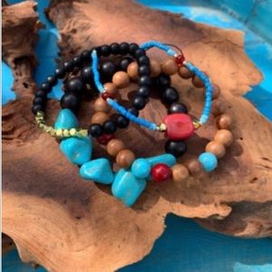 Multi stone beaded bracelet set natural stone